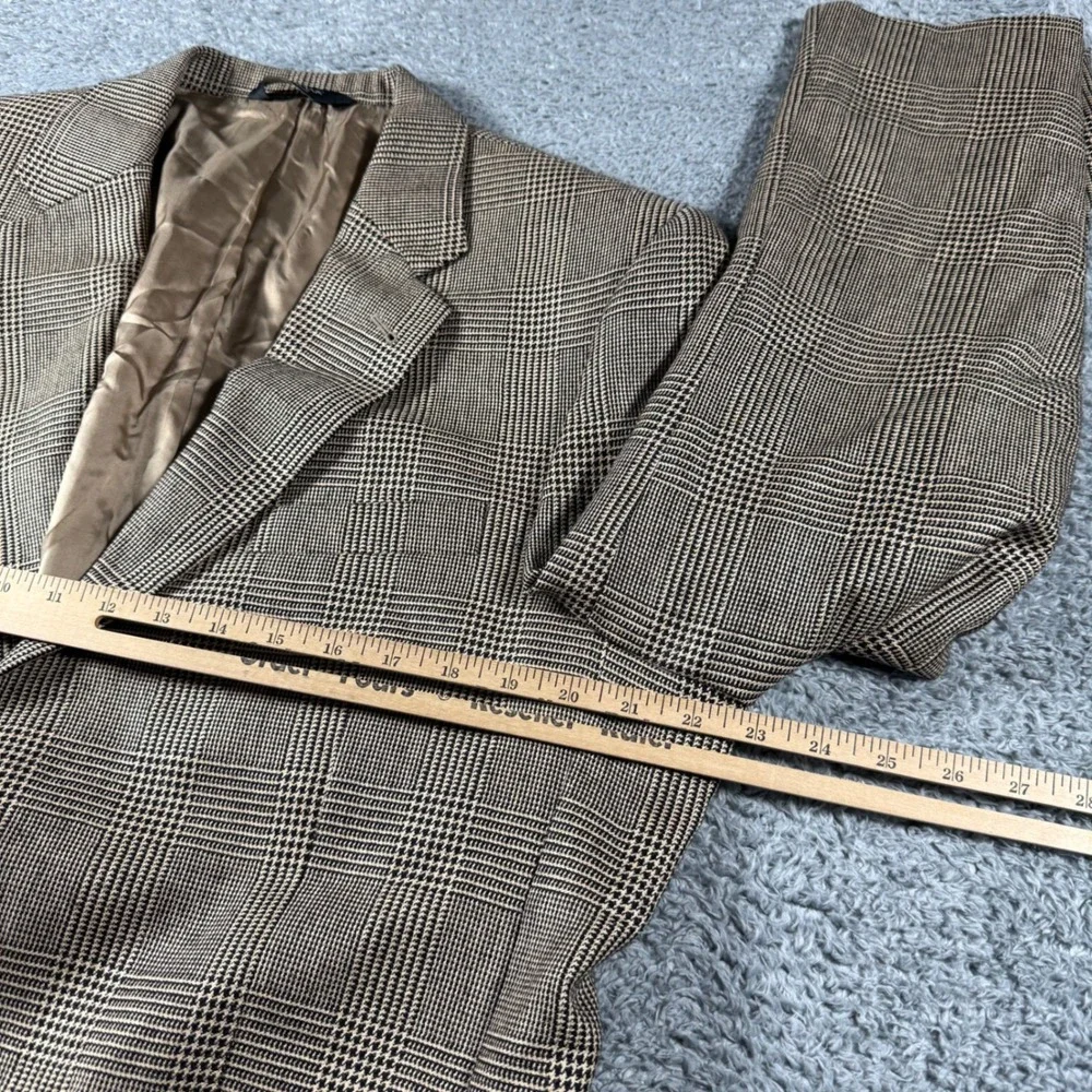 Jos. A. Bank Sport Coat Mens 42R Tan Silk Camel Hair Glen Plaid Blazer Jacket